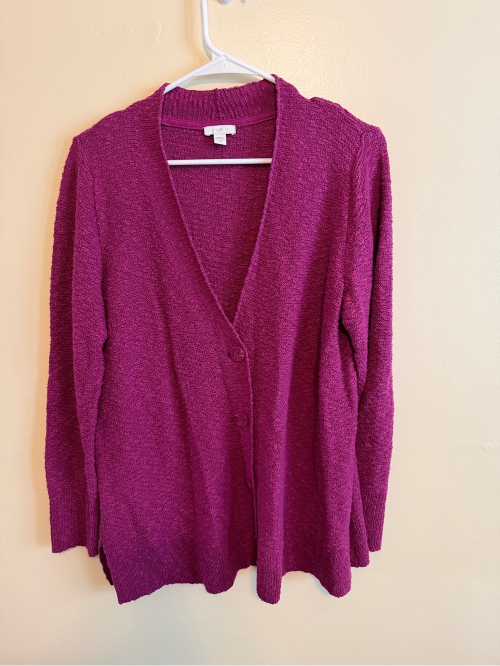 J. Jill Deep Plum V-Neck Button Cardigan